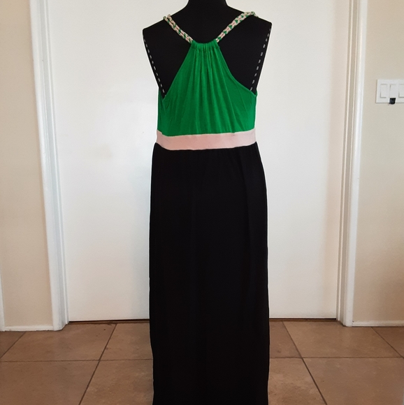 BCBG Green & Pink Color Block  Maxi Dress - Picture 3 of 7